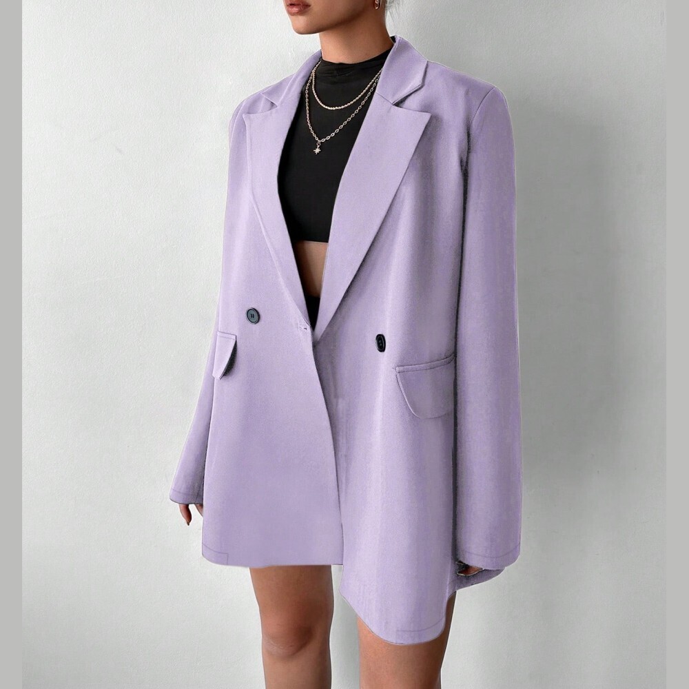 Lavender Oversized Single-Button Blazer